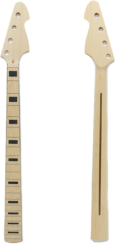 Maple Replacement Electric Bass Guitar Neck, 4-String 22 Fret 34'' Scale Length 42mm Nut & 65mm Heel Maple Fretboard Bolt On Unfinished Bass Neck DIY Installation & Repair Part