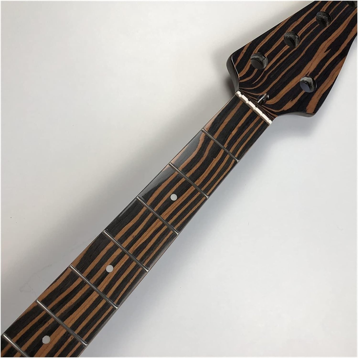 TSTS 5-String Bass Guitar Neck Zebra Wood 20 Fret 34-Inch Dot Inlay Nut 45mm Guitar ​Neck Replacement