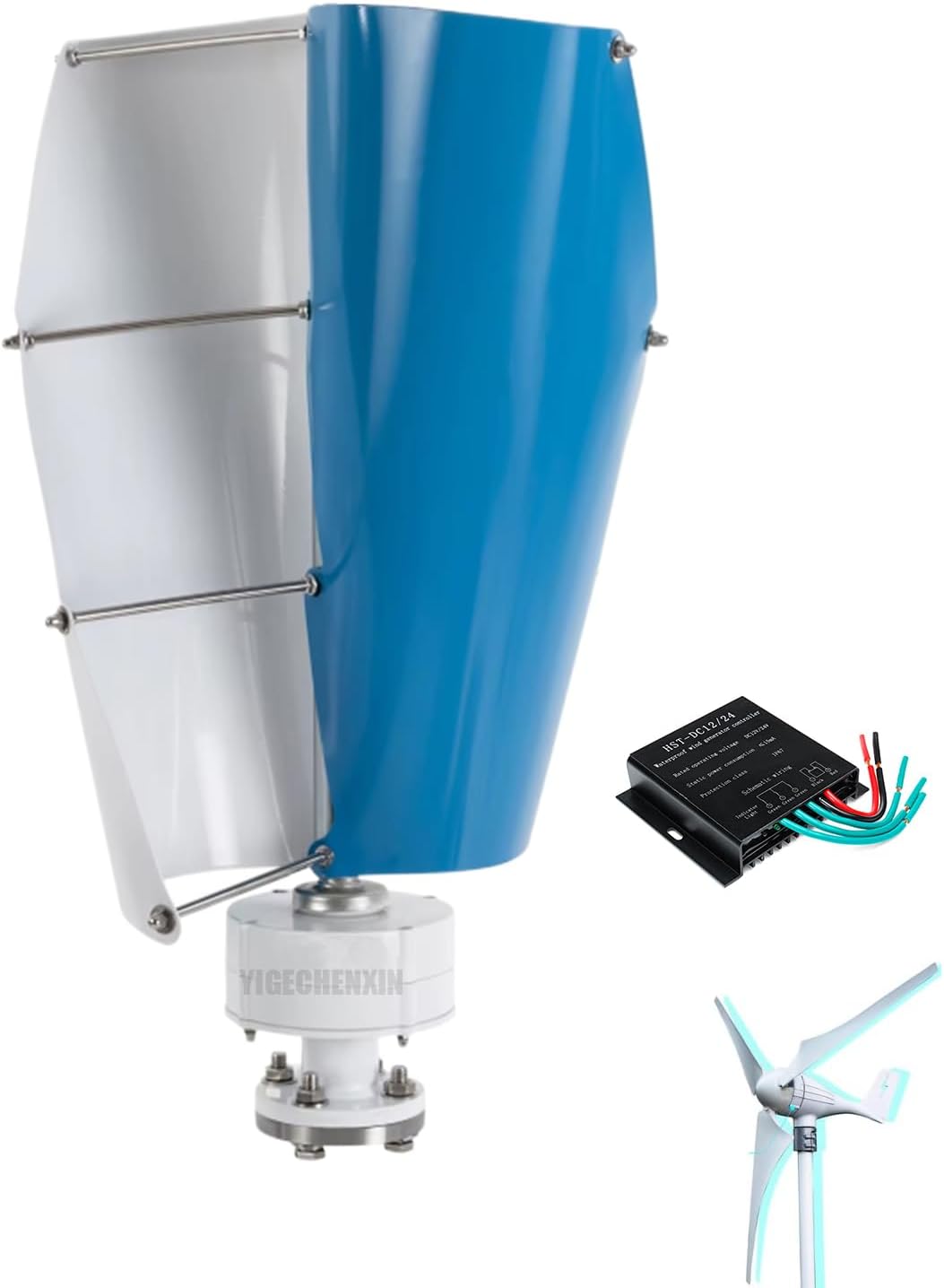 8000W Low Noise Vertical Wind Power Turbine Set,12V 24V 48V 3 Phase AC Permanent Magnet Windmill Generator W/Controller for Courtyard/Road Lighting