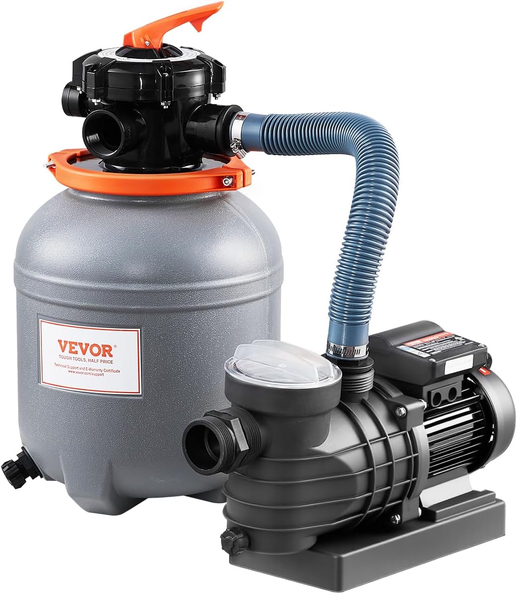VEVOR Sand Filter Pump for Above Ground Pool, 12 in, 3000 GPH, 1/2 HP Swimming Pool Sand Filter Pump System, Krystal Clear with 6-Way Multi-Port Valve & Strainer Basket, Easy Installation for Pools