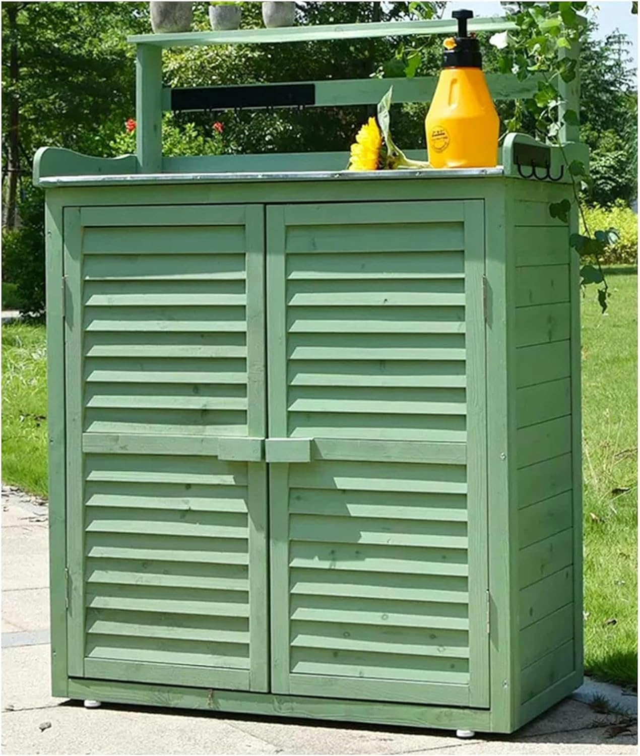 Weatherproof Outdoor Garden Storage Cabinet, Large Backyard Tool Storage Shed, with Height Adjustable Feet, Wooden Garden House, for Patio Furniture (Size : B) (C)