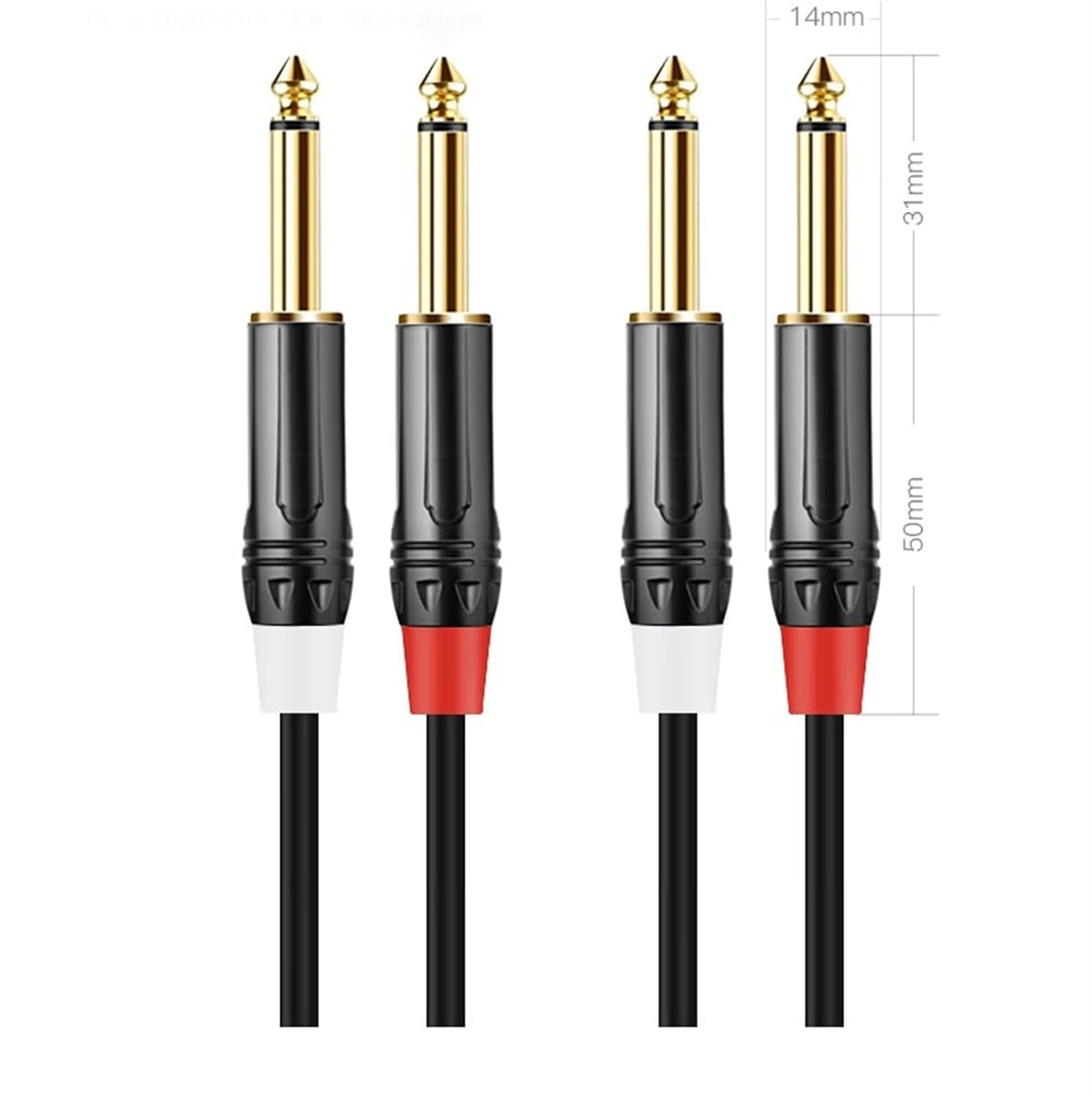 Pro Audio Cable 6.35 Cable Male to Male 6.5mm Large Two-core Mixer Amplifier Electric Guitar Connection Cable(One Pair,30m)