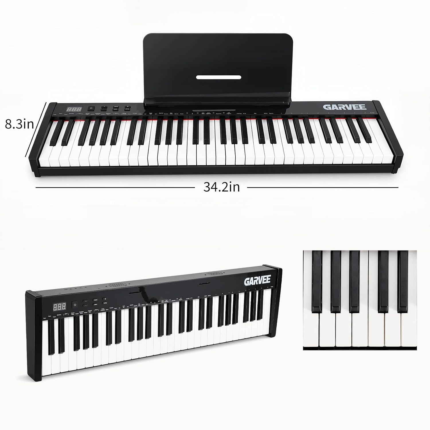 61 Key Portable Electronic Keyboard Piano for Beginners & Adults, Complete Set with Stand, Headphones,USB-MIDI, Speakers