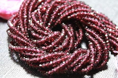 5 strings rhodolite garnet roundel faceted 3 to 3.50 mm,