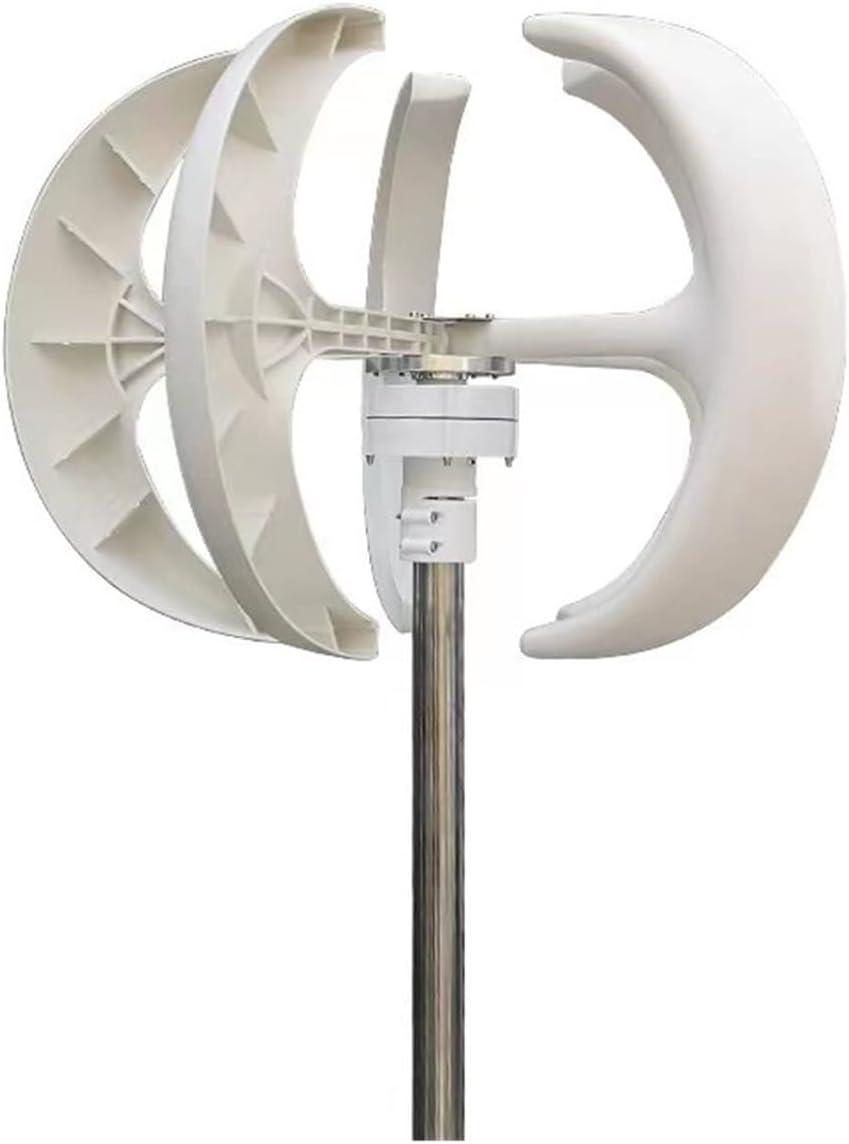 Wind Turbine, Vertical Energy Wind Turbine Windmill Generator 2000W 12v 24v 48v Low Noise Wind Speed Start with MPPT Charge Controller(White,Turbine ONLY_24V)