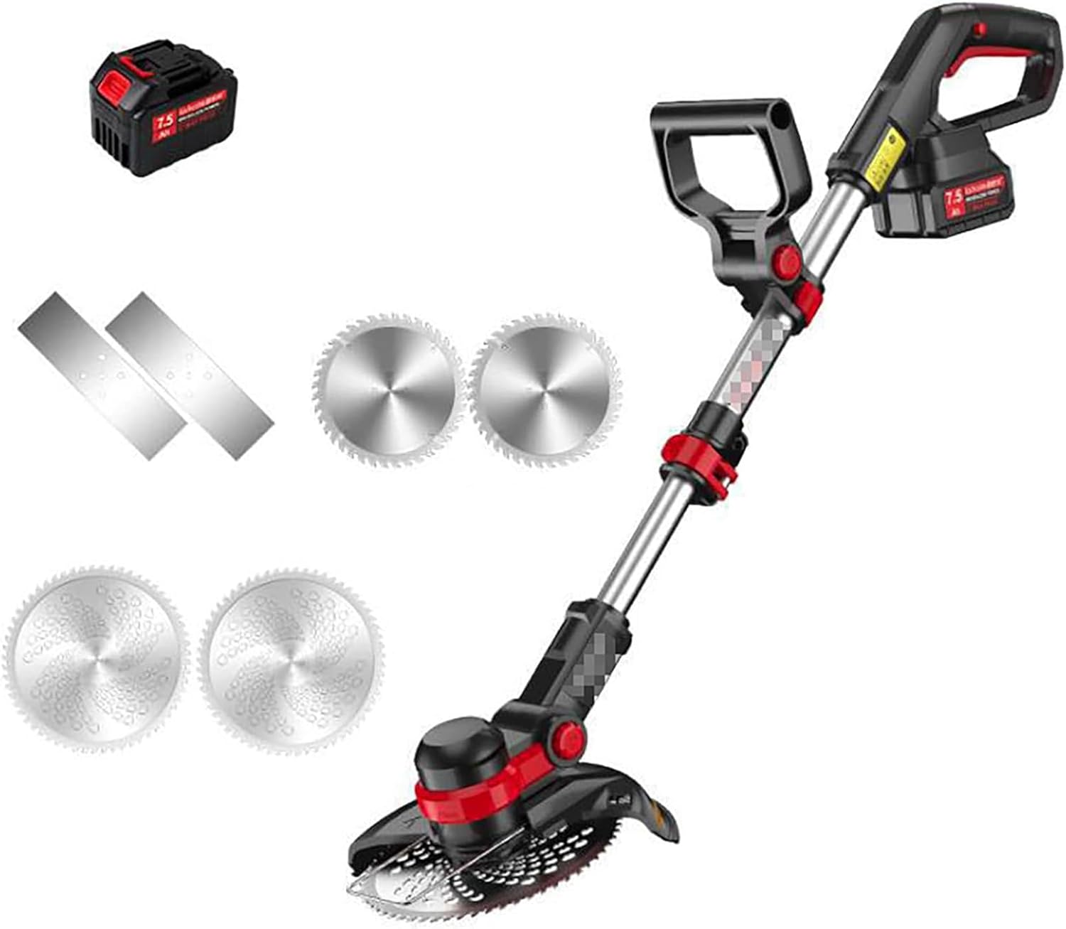 20V Cordless Lawn Mower with 3 Interchangeable Blades & 7.5Ah Battery, Adjustable Telescopic Handle