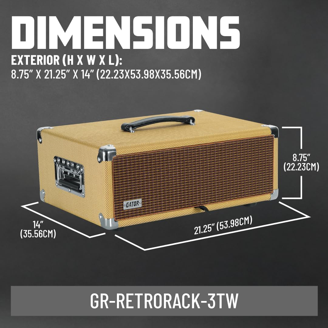 Gator Cases Retro Series Vintage Amp Rack Case; 3U Tweed (GR-RETRORACK-3TW)