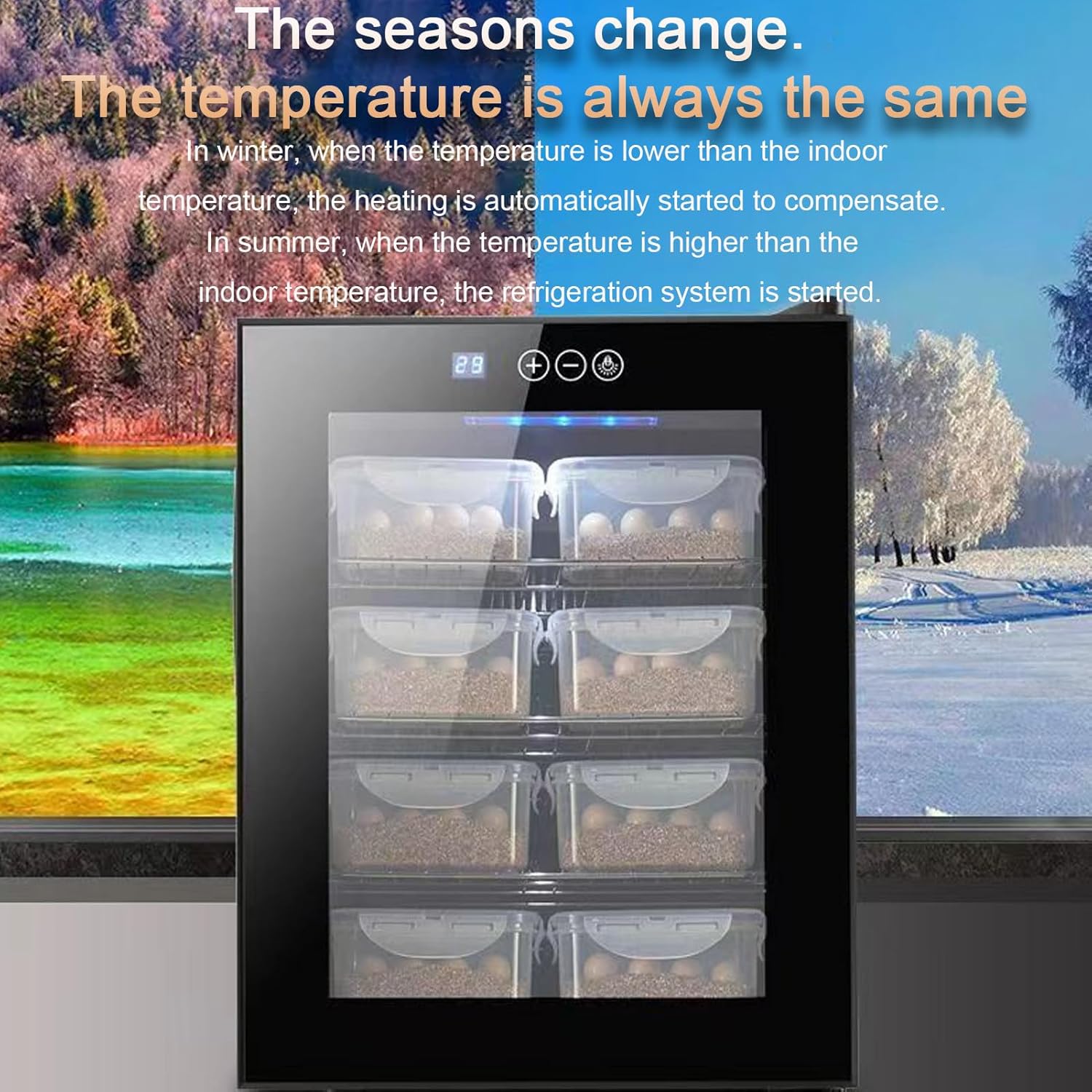 16L Portable Reptile Incubato, Chameleon Lizard Turtle Scientific Lab Incubator, Cooling and Heating 10°C-40°C Temperature Control & Digital LED, for Small Reptiles,48L