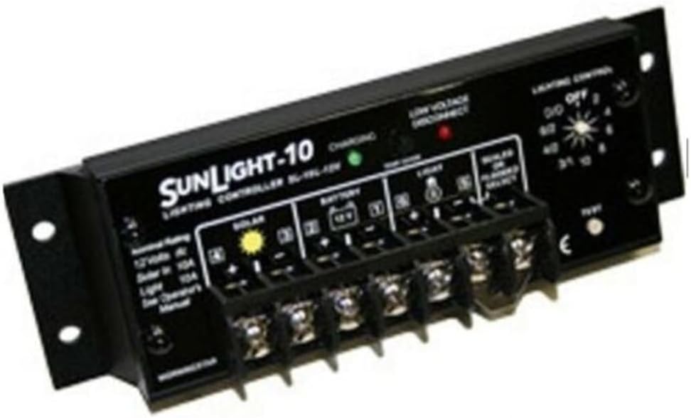 Morningstar Sunlight 10A Solar Charge Controller (SL-10L-24V) - Solar Panel Regulator for 24 Volt Batteries, Lighting Ctrl, Easy Setup, Corrosion Resistant Terminals, 5 Year WTY - Designed in The USA