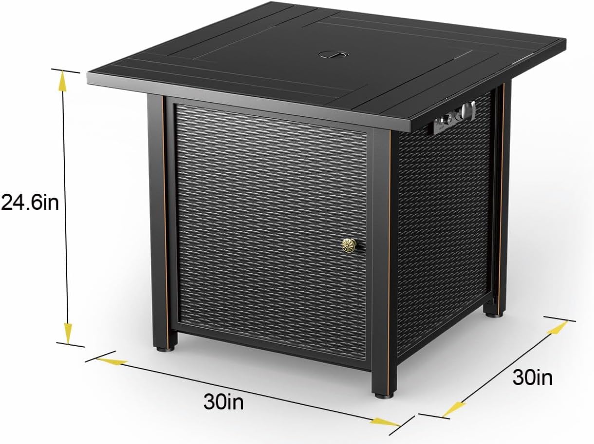 Propane Fire Pit 30 Inch Outdoor Gas Fire Pit | Steel Fire Table with Lid | Patio Fire Pit Table & Outdoor Fire Pir Propane for Deck, Garden & Backyard | Powerful Propane Outdoor Fire Pit 50,000 BTU