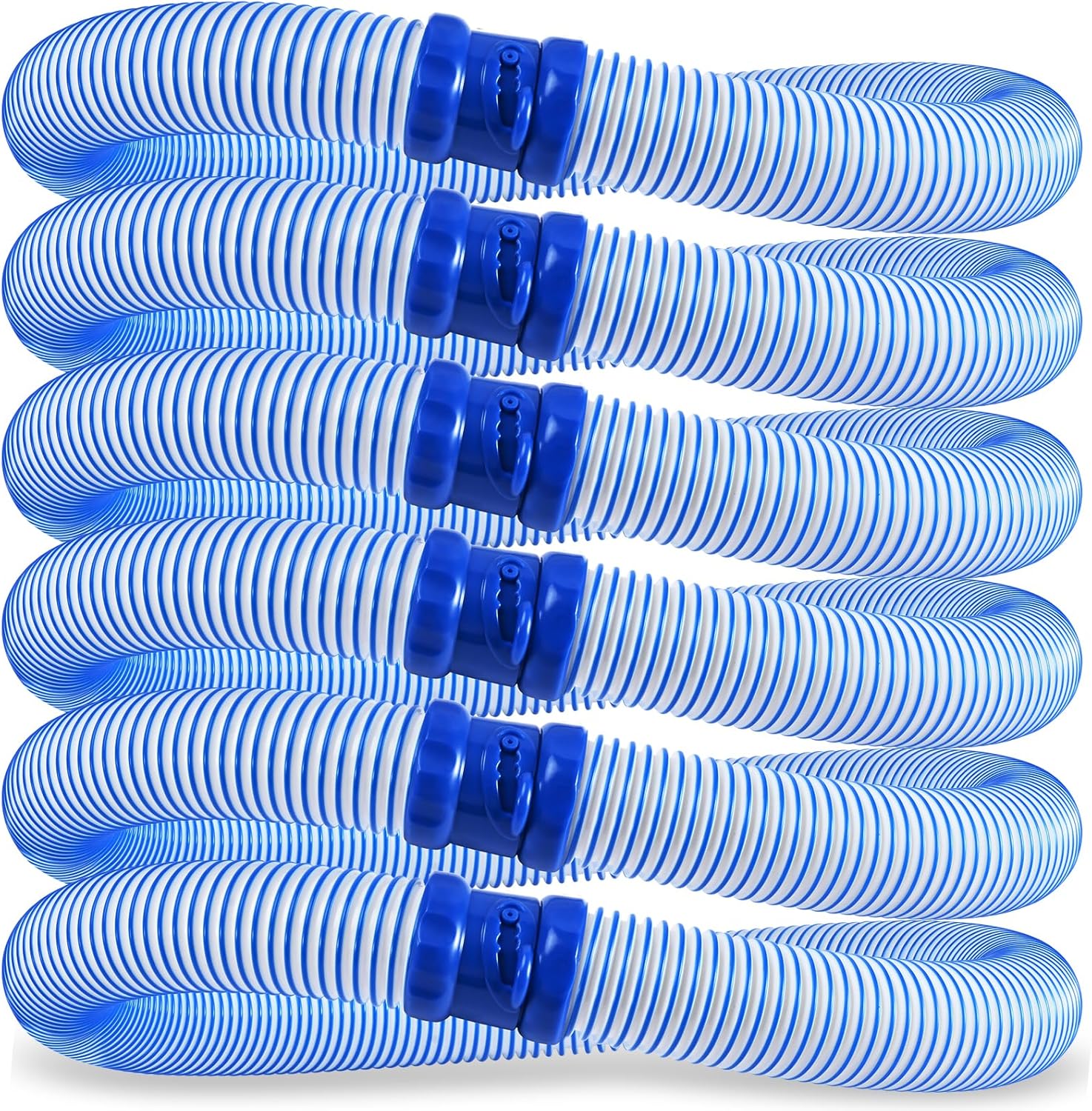 Pool Hose, 6 Pack, Blue, Plastic & Rubber, 1.57 Inch OD, 39 Inch Length, For Above Ground & Inground Pools, Replacement Parts for Zodiac Mx6 Mx8