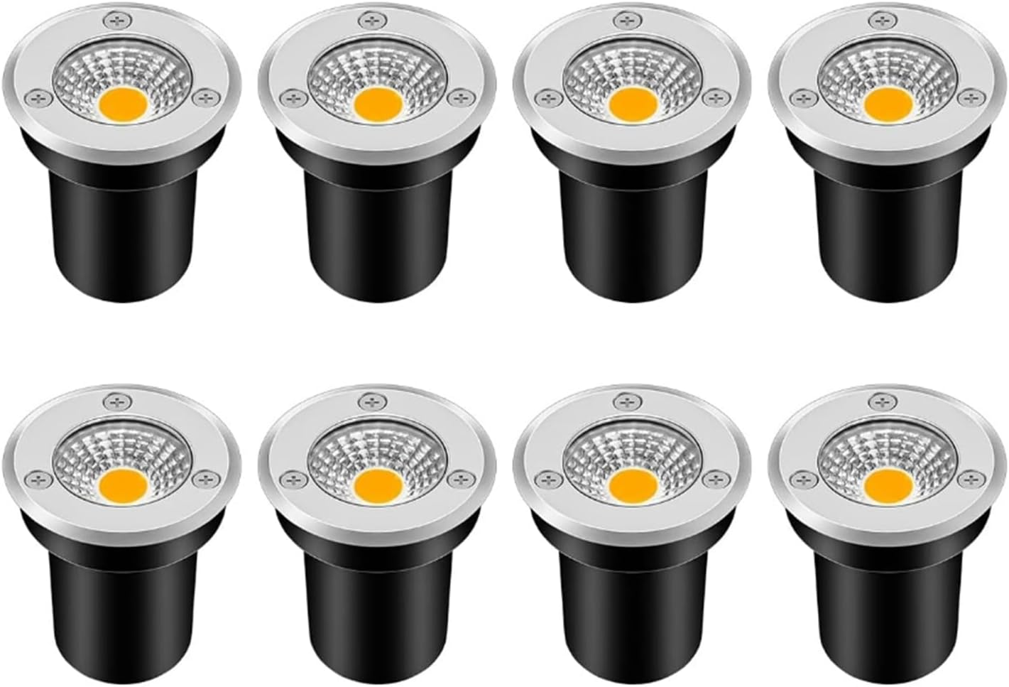 COB Buried Light 8 Pcs Low Voltage Landscape Lights IP66 Waterproof Outdoor Round LED Recessed Underground Light for Garden, Yard, Driveway, Deck, Step Ground Landscape Lighting (Color : Red