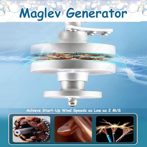 300W Maglev Vertical Wind Turbine Kit - Portable Wind Power Generation with 3 Curved Nylon Blades for Courtyard, Farm, Factory & Remote Use