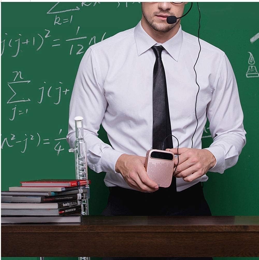 Portable Rechargeable Voice Amplifier with Wired Microphone Headset & Waistband, Personal Microphone and Speaker for Teachers, Tour Guides, Coaches, Training (Color : Pink)