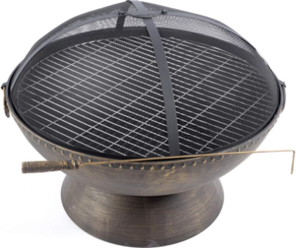 T70 HR30701AA 30 inch W Flint Fire Pit 24 inch H, Bowl 30 inch W, Steel, Antique Bronze