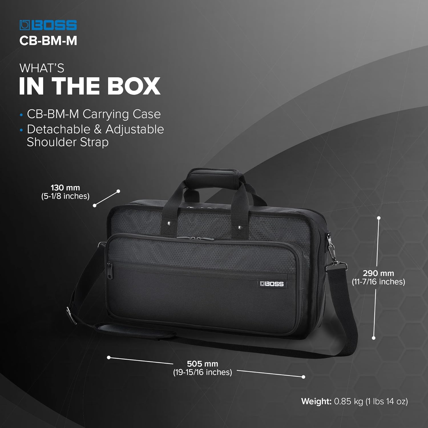 BOSS CB-BM-M | Multi-Effects Case | Compatible GT-1000, GX-100, ME-90, & ME-90B | Lightweight & Durable | Thick Internal Padding | Adjustable Shoulder Strap | Versatile Accessory Pockets