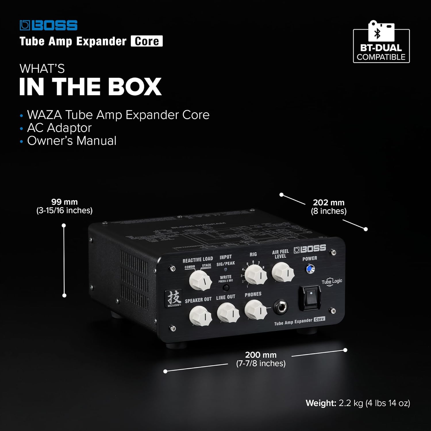 BOSS WAZA Tube Amp Expander Core | Reactive Load Box | Mix-Ready Sounds | Direct Recording Features | Advanced Tube Logic Design