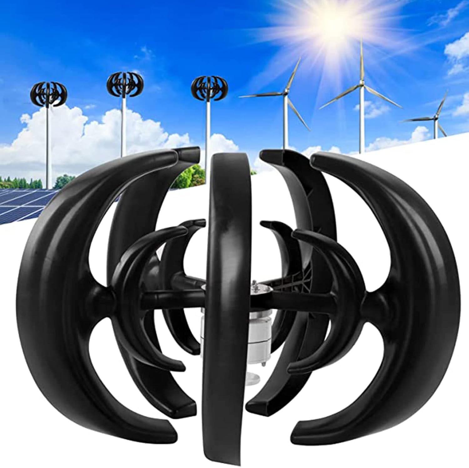 Wind Turbine Generator Kit, 500W DC 12V 24V 48V Wind Turbine Vertical, Electricity Producer Equipment, Power Supplementation, for Home Highways Boats,Black-48V