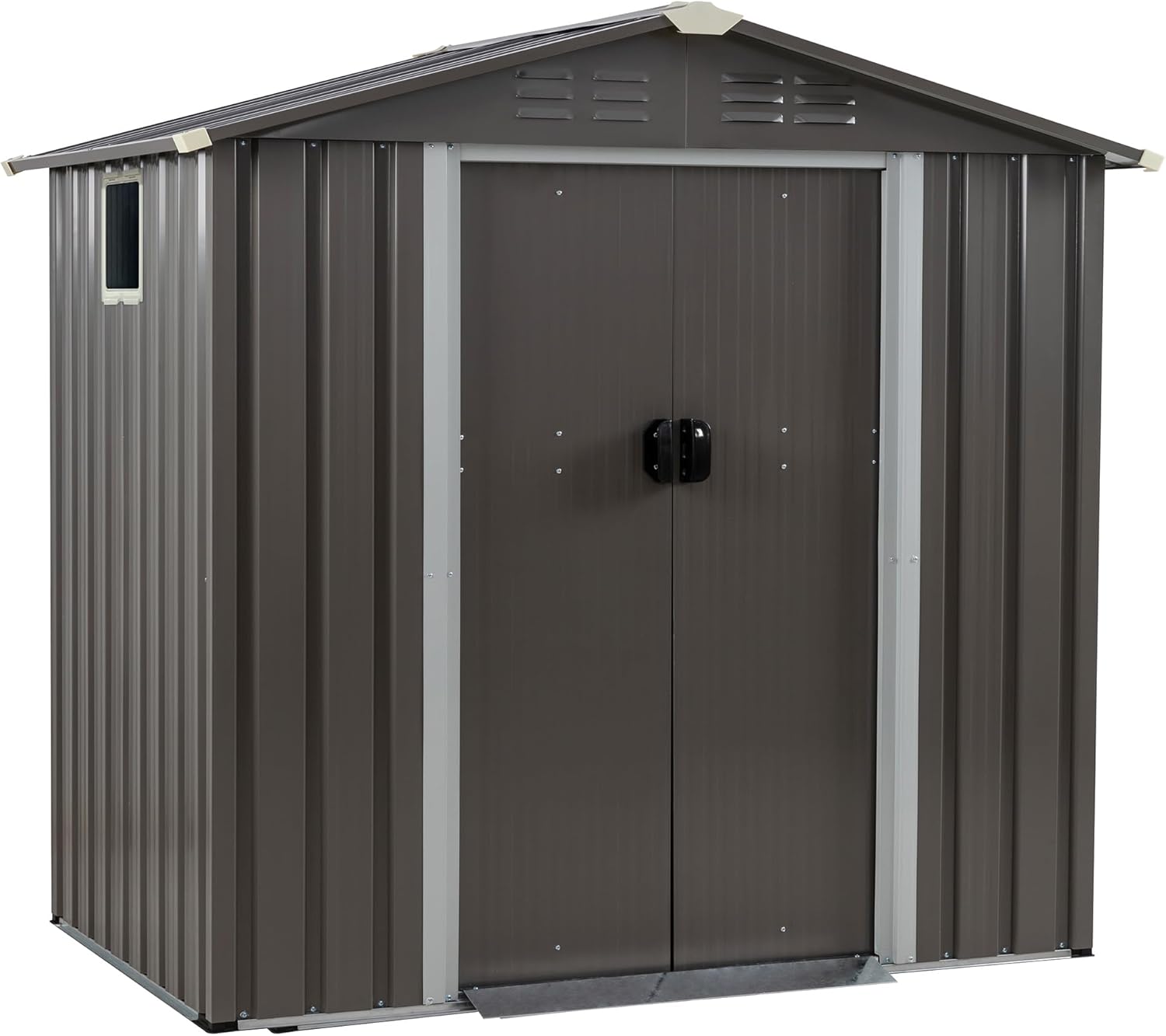 JYQAQA 6x4 FT Outdoor Garden Storage Shed,Waterproof Metal Garden Sheds with Lockable Double Door,Weather Resistant Steel Tool Storage Shed for Patio,Lawn Gray
