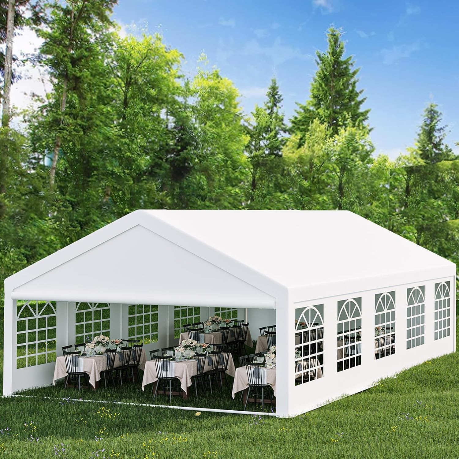 20x40 FT Heavy Duty Party Tent - Commercial Galvanized Steel Canopy for Weddings, Festivals, Markets, Waterproof White Roof & Removable Sidewalls (5 Storage Bags Included)