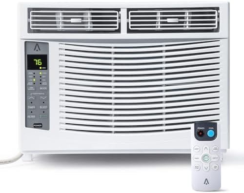 Smart Window Air Conditioner, 6000 BTU Air Conditioner Window Unit Remote/App Control and Dehumidify Function, Quiet Operation, Energy Savings, Cools 250 Sq.ft, 110-115V