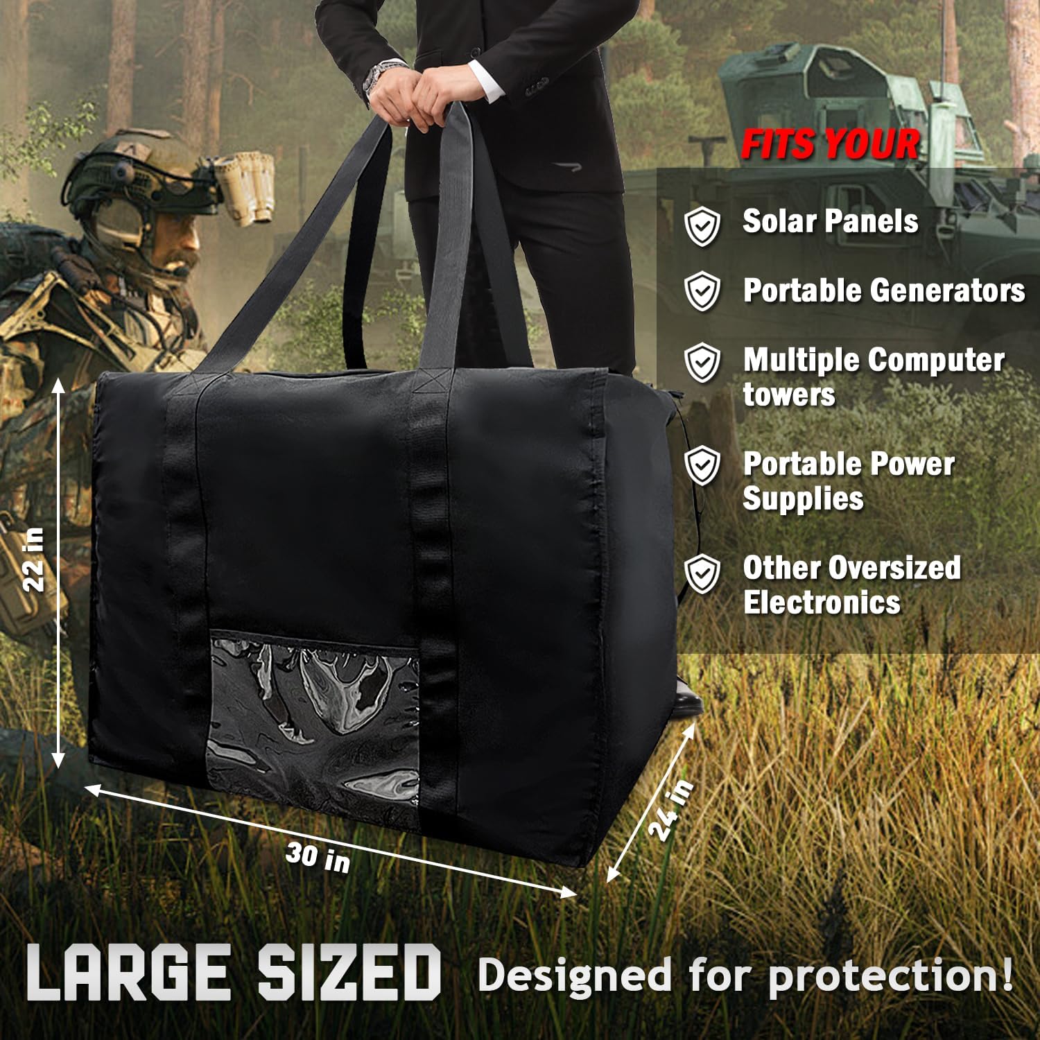 Military-Grade Faraday Bag for Computer Towers & Large Generators for Electronics & Solar Pannels - Faraday Bag for Generator