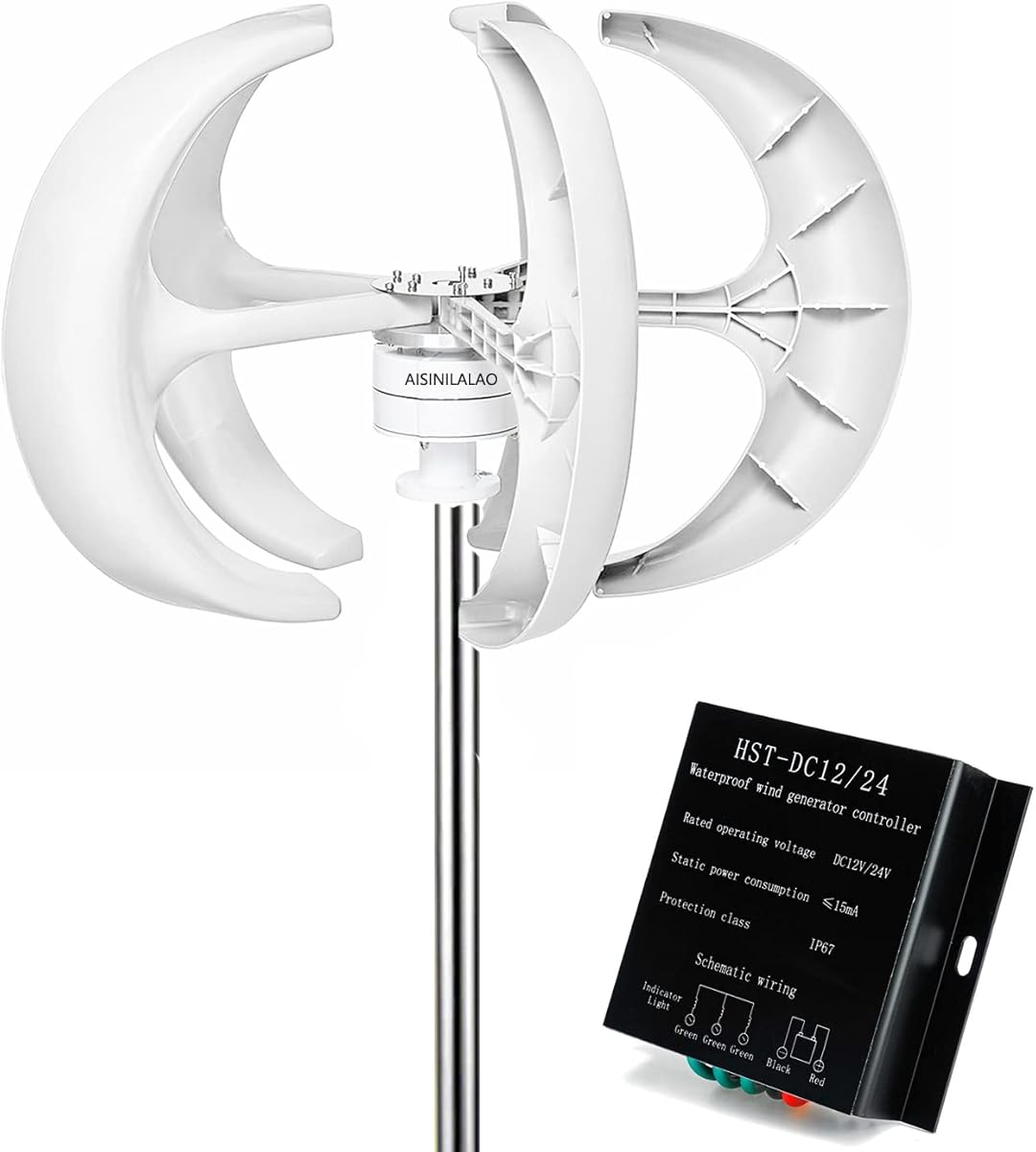 6000W-9000W Small Vertical Axis Wind Turbine Generator, 12V 24V 48V with MPPT Low Noise Windmill for Home Farm Wind System