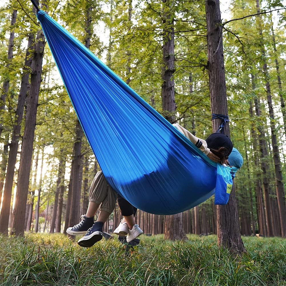 Portable Fire Pit and Blue Double Camping Hammock