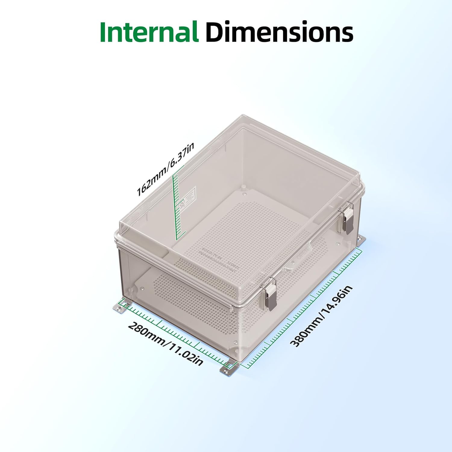 UL Certified Junction Box, NEMA 6 Weatherproof 94V-0 Flame Retardant, Plastic Electrical Enclosure for Industrial Projects, Includes Mounting Plate (Grey Cover, 16.1