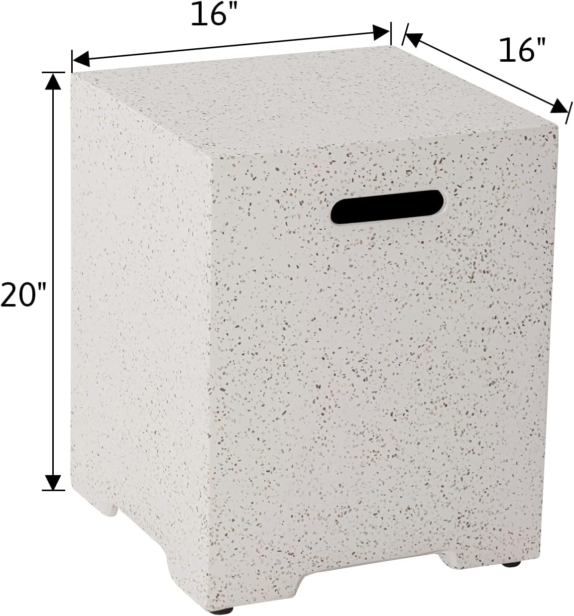 COSIEST Outdoor Terrazzo Hideaway Tank Table for Gas Fire Pits, Hides Standard 20lb 16-inch Propane Tank Cover w Side Handles