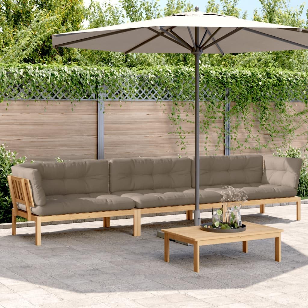 4 Piece Patio Pallet Sofa Set with Cushions Solid Wood Acacia,Acacia Wood Patio Pallet Sofa Set with Cushions for Outdoor Garden and Living Room Outdoor Furniture, Patio Seating