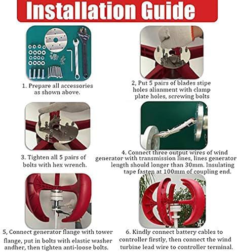 Wind Turbine Home Use Horizontal Generator Kits Blades with Controller to Charge Batteries Off Generator,5 Blade Wind Turbine Kit, 100-500W Vertical Wind Turbine Generator, 1.5m/S Start Wind