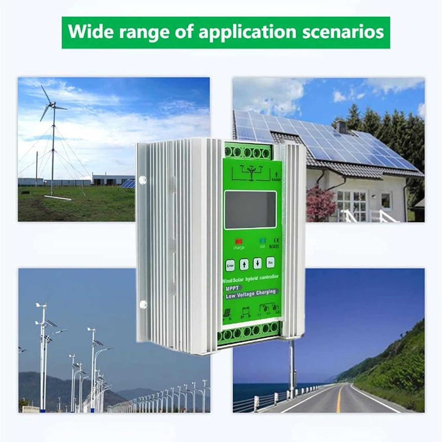 Smart Wind solar Hybrid Charge Controller 6000W/8000W/10000W/12000W 12V/24V/48V Auto Switch Regulator MPPT Wind Solar Hybrid Boost Controller for Wind Turbine Generator Charger,12V/24V-12000W