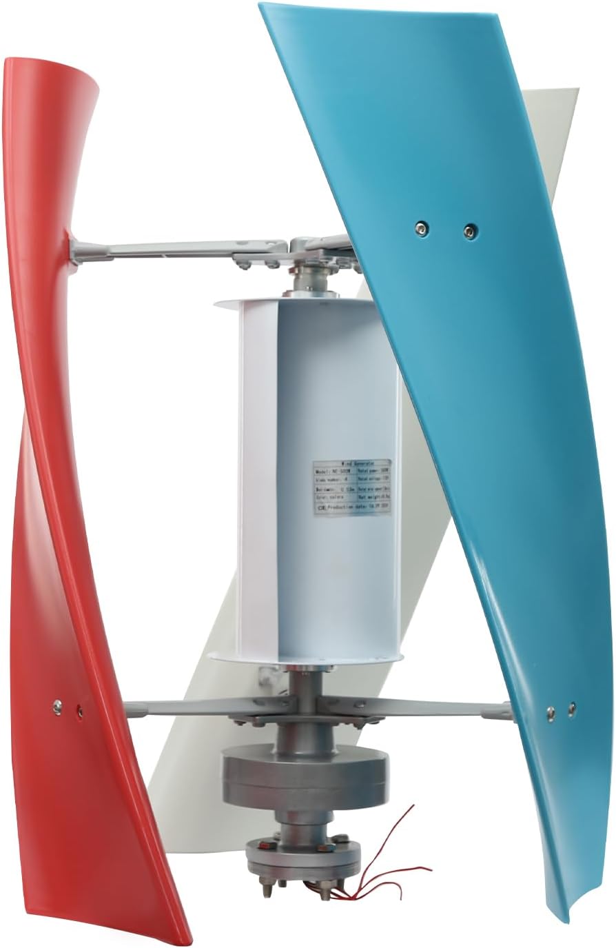100W 12V Wind Turbine Generator, 3 Blade Vertical Axis Generators, Auto Adjust Windward Direction Vertical Wind Generator with Auxiliary Wind Wheel for Terrace Motor Home Chalet Boat, IP67
