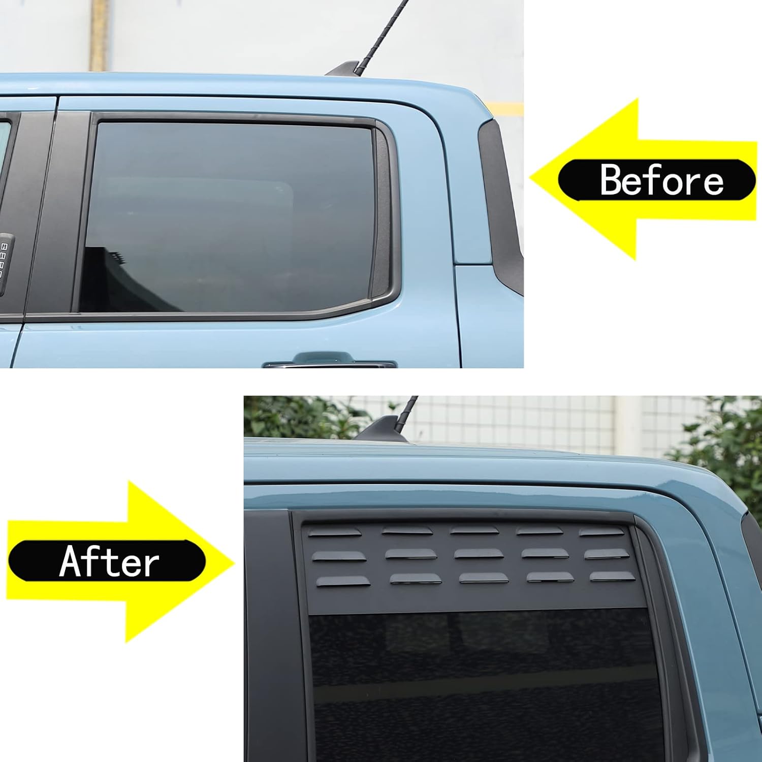 Aunginsy Car Aluminum Rear Side Window Louvers Air Vent Cover Compatible with Ford Maverick 2022-2025 Rear Side Window Louvers Sun Shade Cover Wind Vent Air Deflector Decoration Exterior Accessories