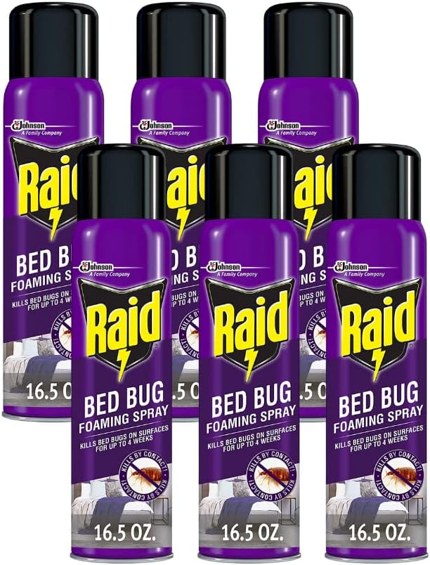 Raid Bed Bug Foaming Spray, for Indoor Use, Non-Staining 16.5 Ounce (Pack of 6)