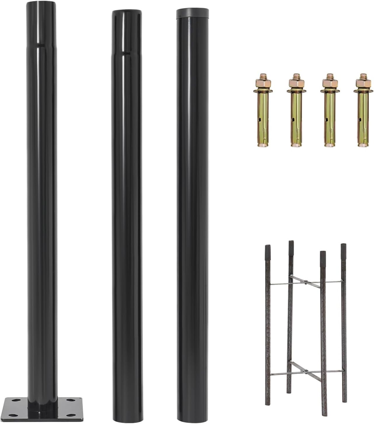 Street Light Pole, 10ft Tall Split Street Lamp Post for Outdoor Street Courtyard Parking Lot Lighting Post Fixtures with Mounting Ground Cage (10FT 76mm)