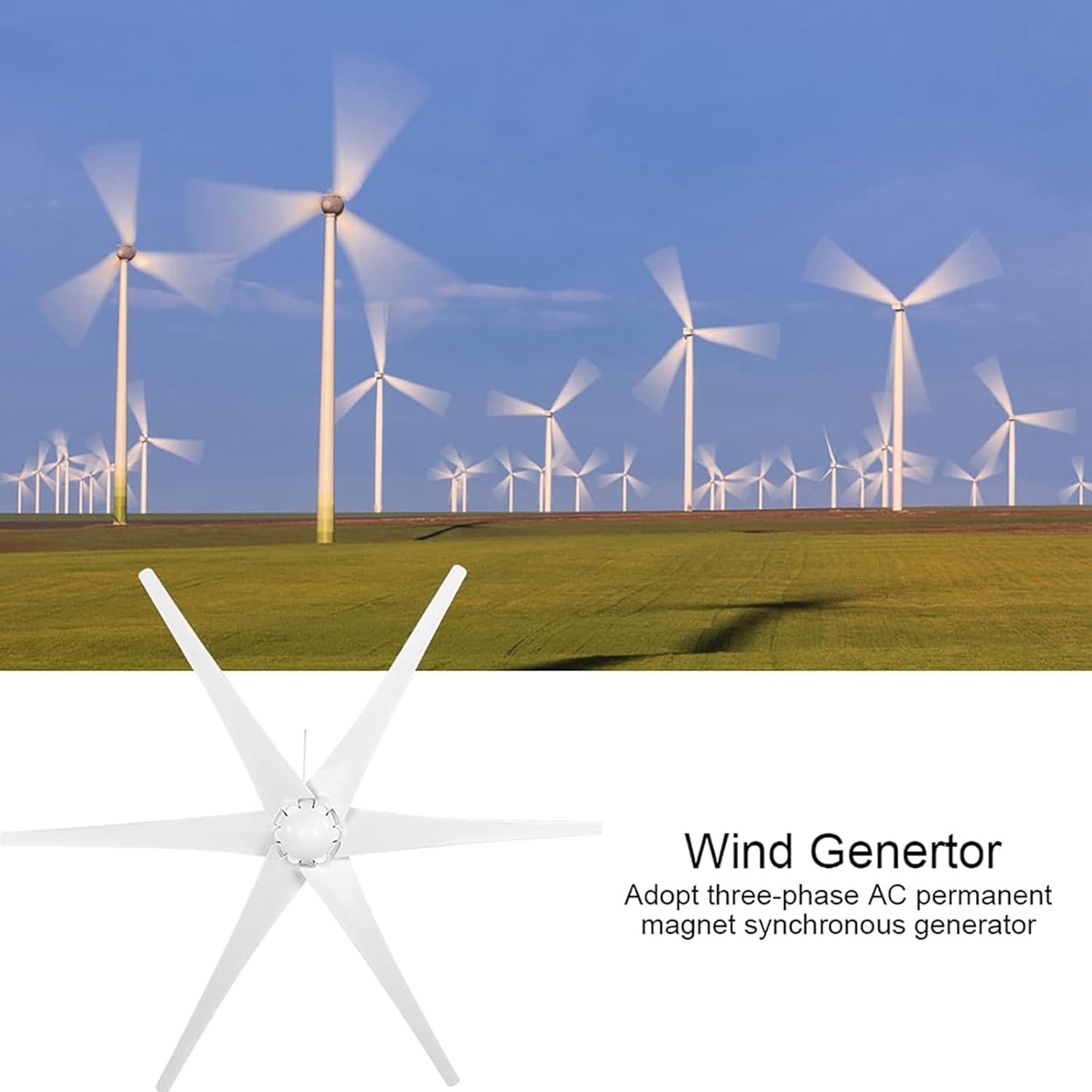 Wind Turbine Generator, Windmill Generator Wind Turbine 6 Blade Wind Controller Turbine Generator Kit for Boats,Terraces,Cabins Or Home(Size:200W)