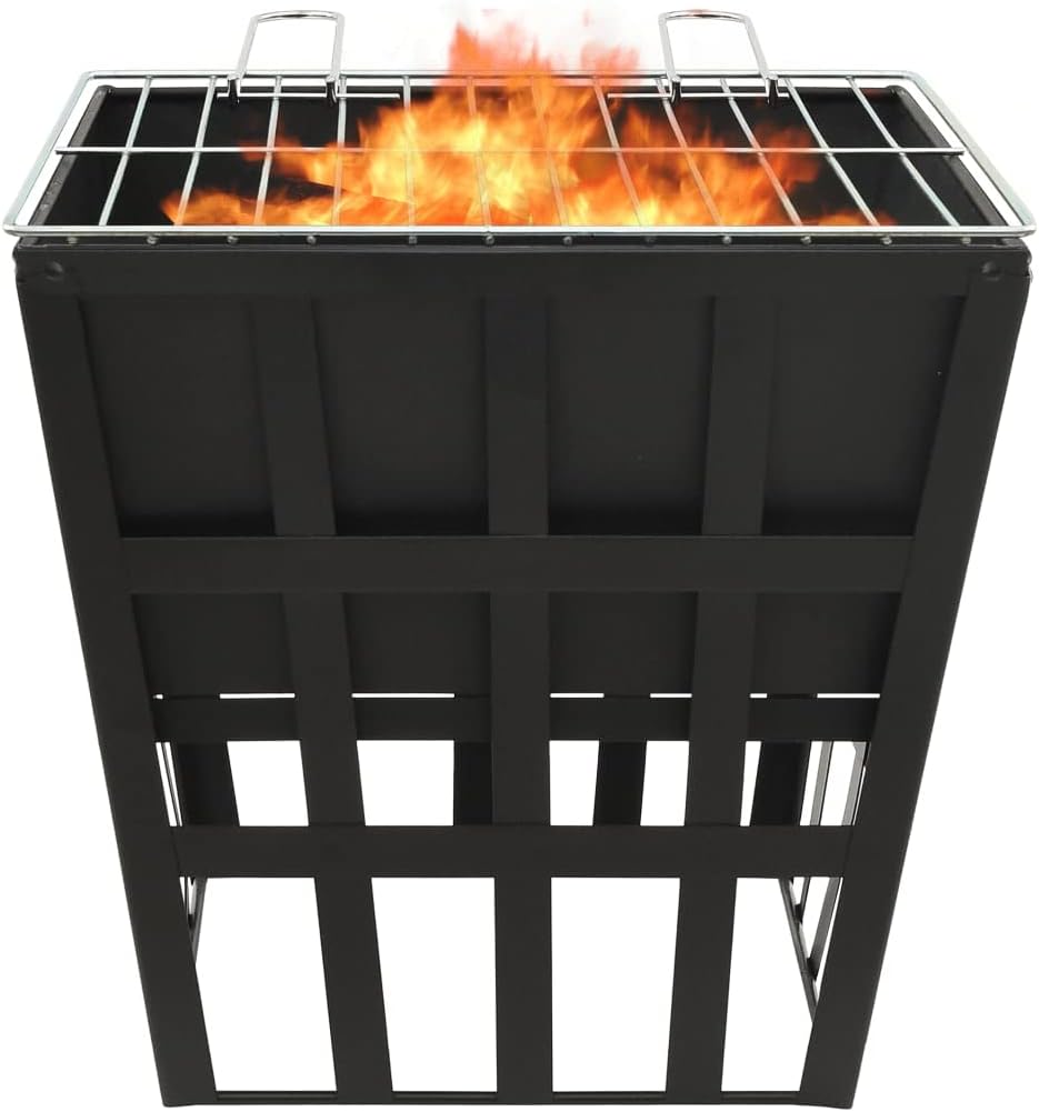 SKM 2-in-1 Fire Pit and BBQ 34x34x48 cm Steel