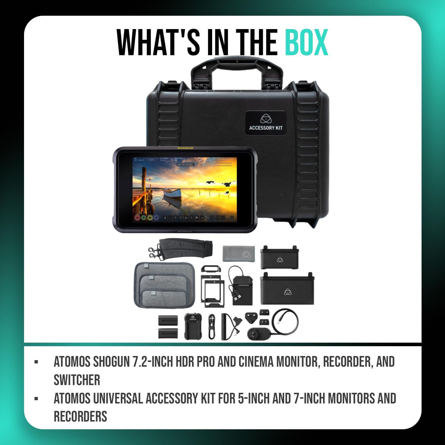 Atomos Shogun 7.2-Inch HDR Pro and Cinema Monitor, Recorder, and Switcher Bundle with Universal Accessory Kit (2 Items)