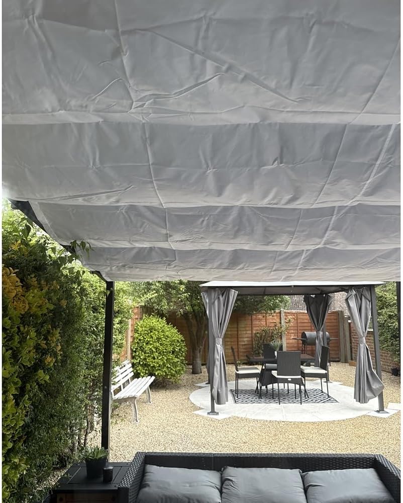 Rygcrud Sun Shade Sail Wave, Rectangle Awning Canopy Waterproof Cover with Stainless Steel Wire Rope for Outdoor Garden Patio, Includes Accessories(1x8m)