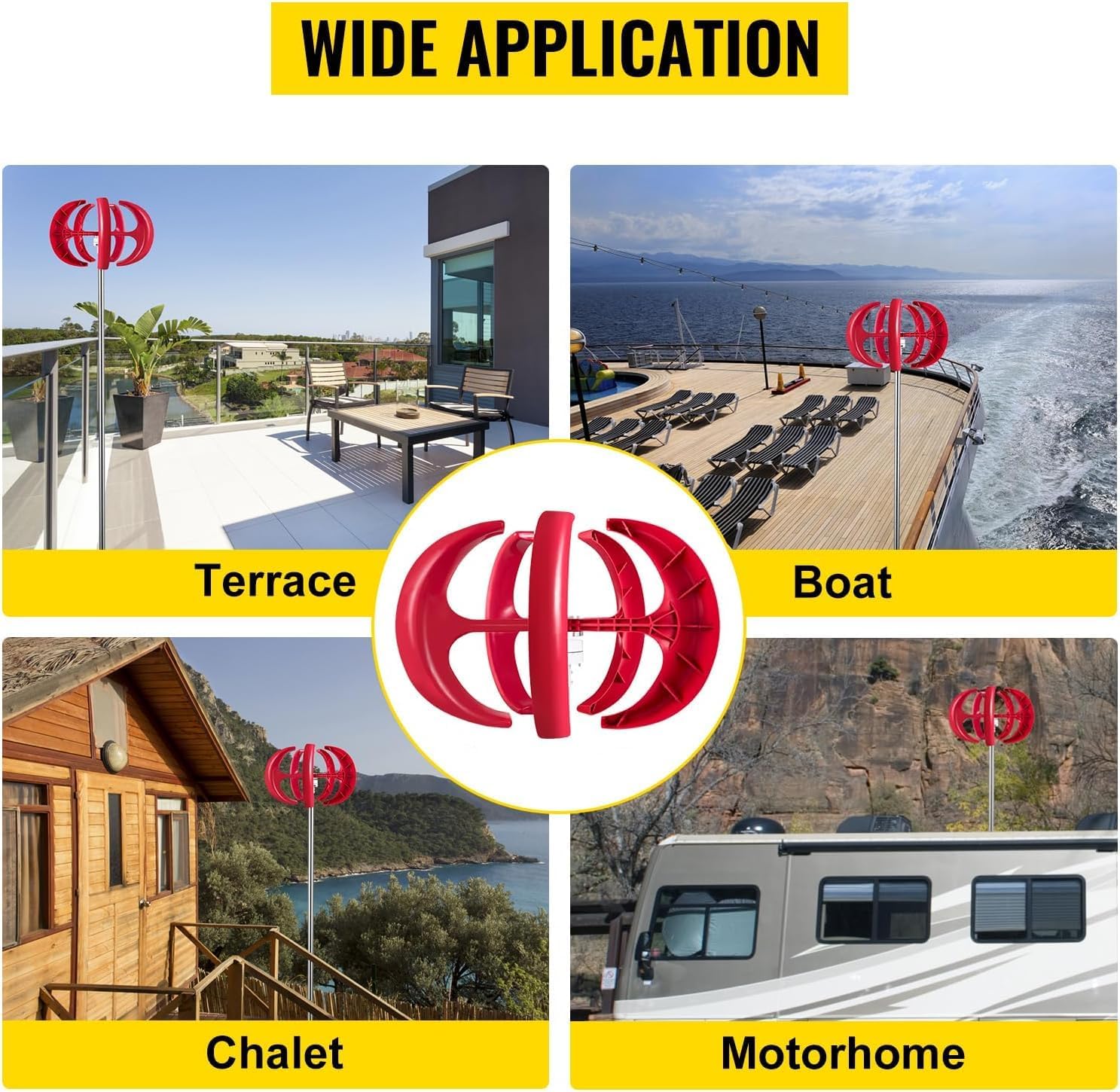 CHRISK 9000W 12V 24V Wind Power Turbine Generator Maglev Generator Vertical Wind Generator with 5 Blade and Controller