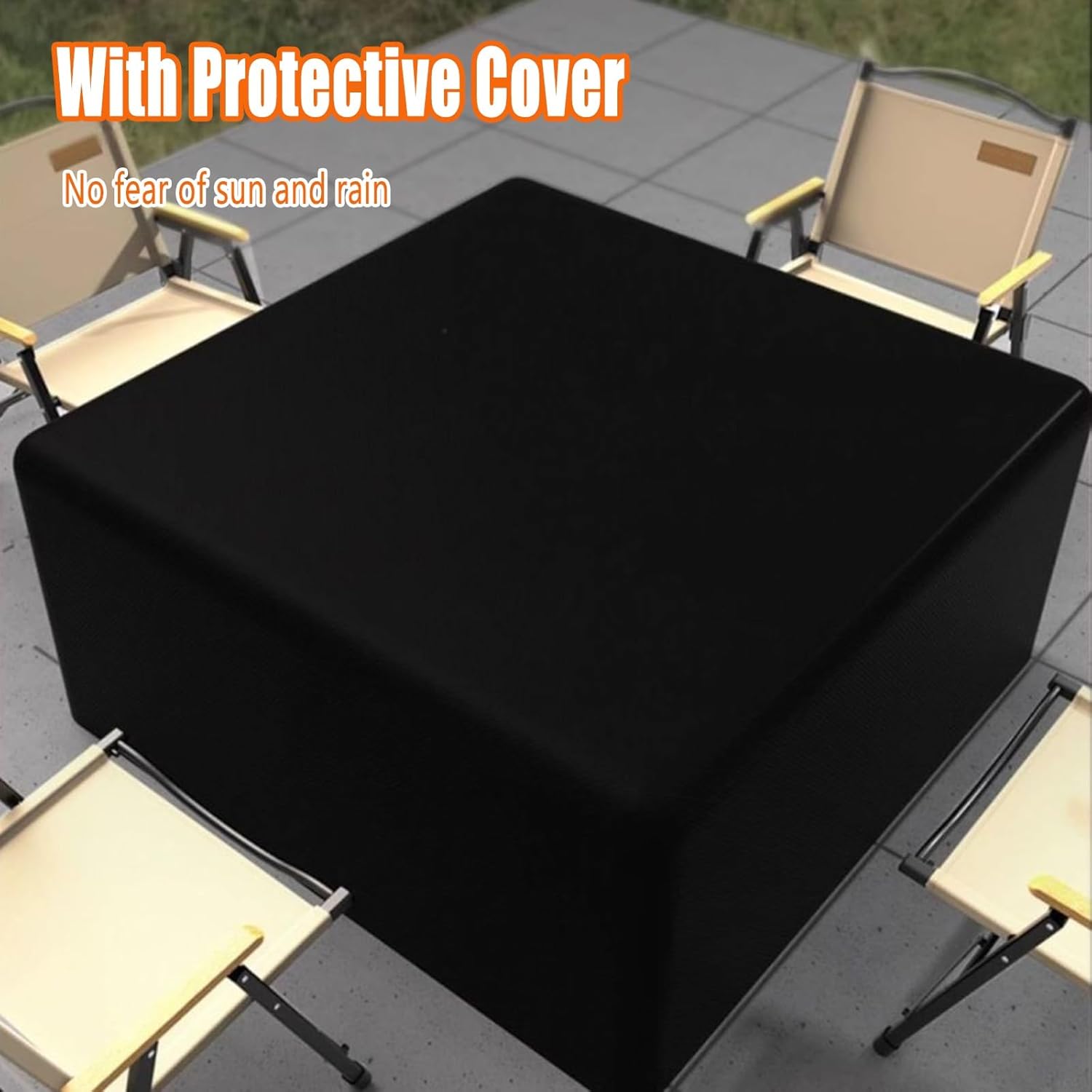 TemkIN Patio Fire Pit, 3 in 1 Square Fire Pits & Outdoor Fireplaces, with Cover & Rain Cover, Heavy Duty Outdoor Fire Pit for Outside Backyard Deck (Steel), Black