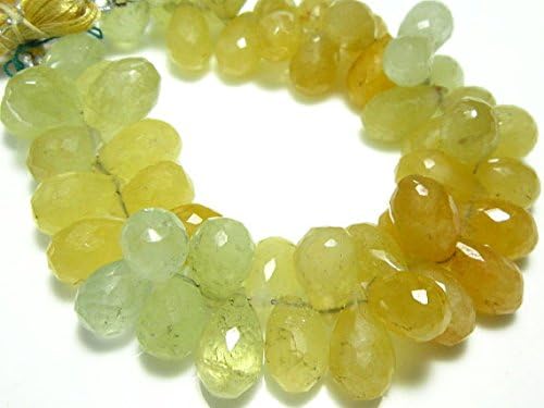 13 inch natural beads strand of 13x8-15x9mm faceted drop heliodor gemstone beads for DIY jewelry - necklace, bracelet, earring, ring.