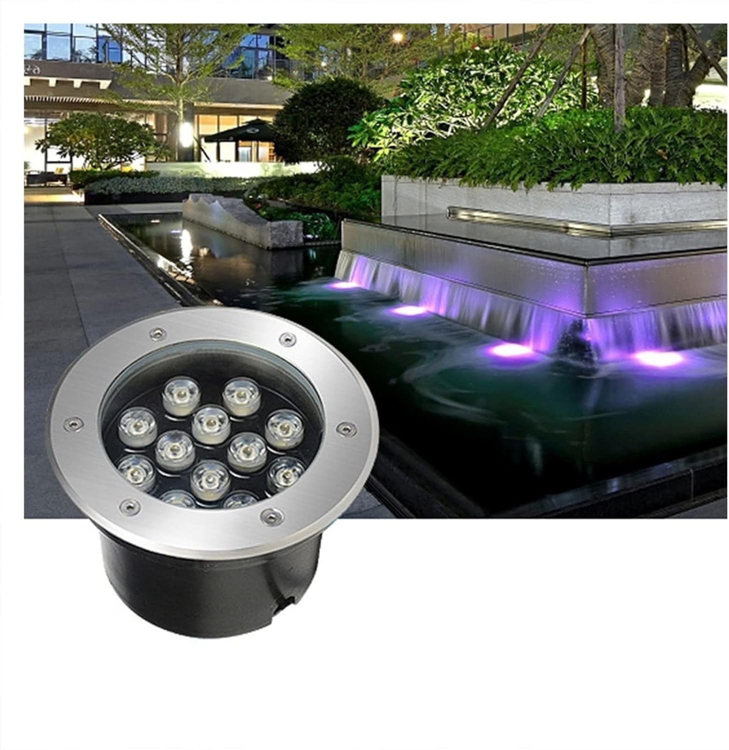 Underwater Pond Spotlight - 12V LED Beam Spotlight, IP68 Waterproof Underground Light, Low Voltage Led Swimming Pool Light, Outdoor Buried Lamp, Ground Landscape Lights(Yellow,24W)