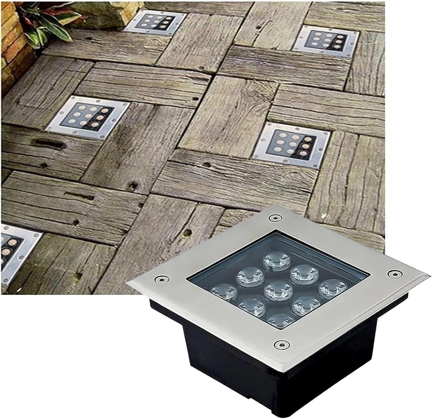 LED Landscape Lights - Outdoor Buried Lights, Wide Voltage Recessed Square Ground Light,Waterproof Anti-Rust Garden Decoration Light for Pathways(Blue,36w)