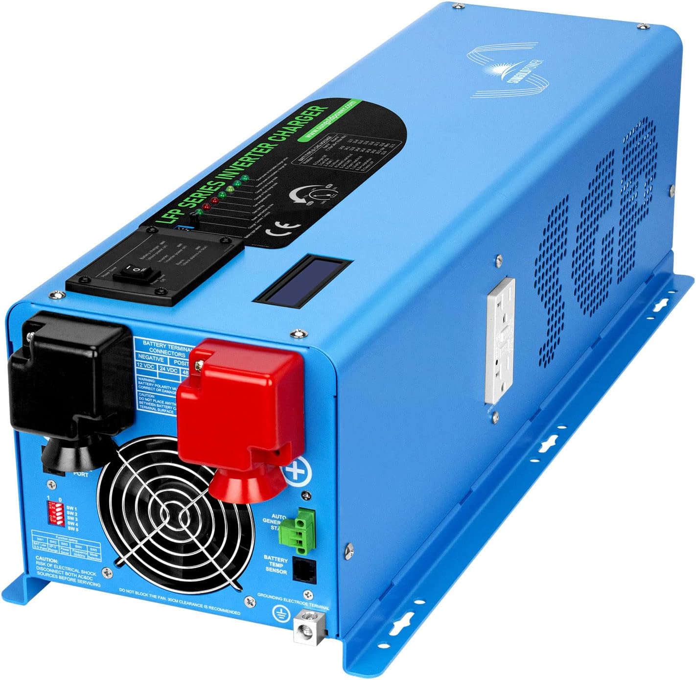 4000W 12V Pure Sine Wave Power Inverter DC 12V Input to AC 120V Output Converter, Low Frequency Inverter Charger for Home, RV, Truck, Off-Grid Solar Wind Power Inverters, Blue
