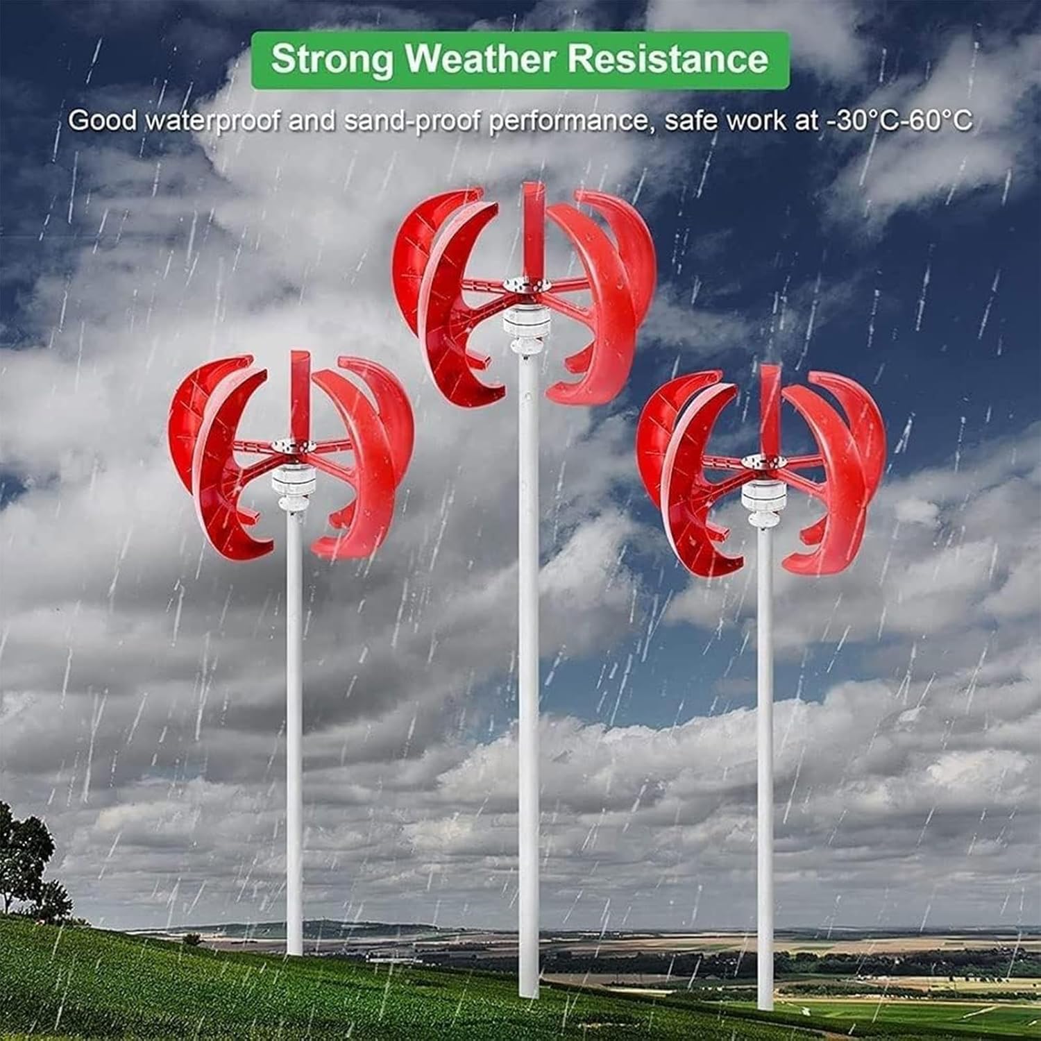 Wind Turbine Generator Kit,Vertical Wind Turbine Electricity Set,5 Blade Horizontal Wind Power Generator Kit For Home,Boat,Marine,Monitoring,Street Lighting(Size:300W)