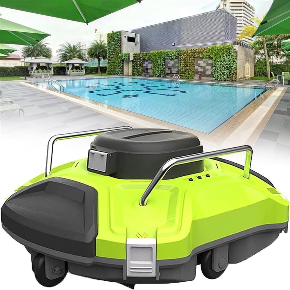 Automatic Pool Vacuum, Cordless Robotic Pool Cleaner, Smart Pool Vacuum Lasts 120 Mins Dual-Motors Powerful Suction Self-Parking for Above/In Ground Flat Pool Up to 1000 Sq Ft