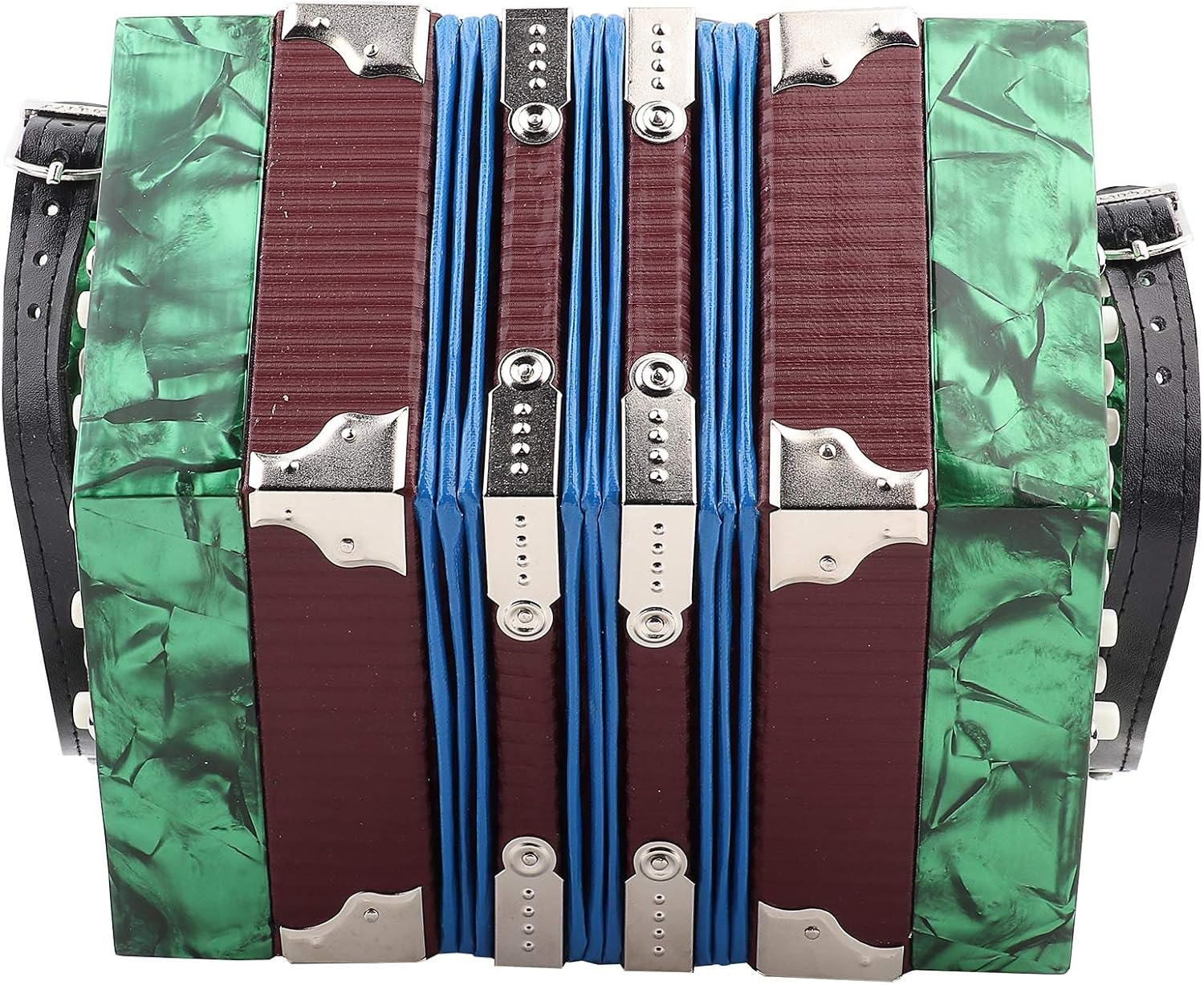 Hapivida Professional 20 Buttons Accordion Concertina, ABS Lightweight Musical Instrument with Adjustable Straps, Carrying Handle and Storage Bag for Musicians All Levels (Green)